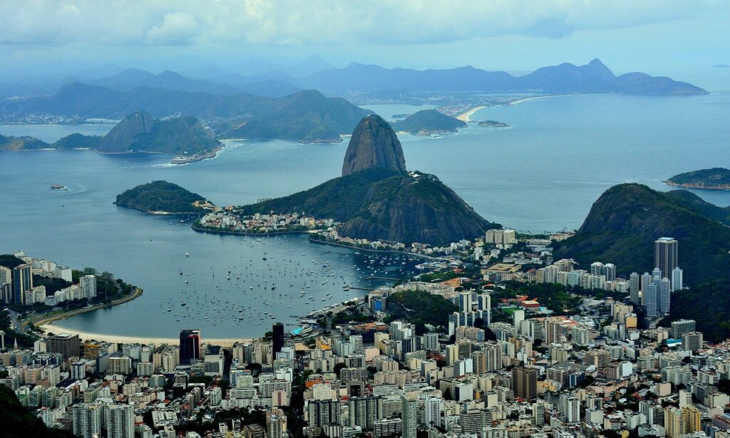 Aerial view of Rio de Janiero in Brazil